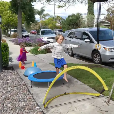 Family and friends moving, playing and training outdoors — I0756