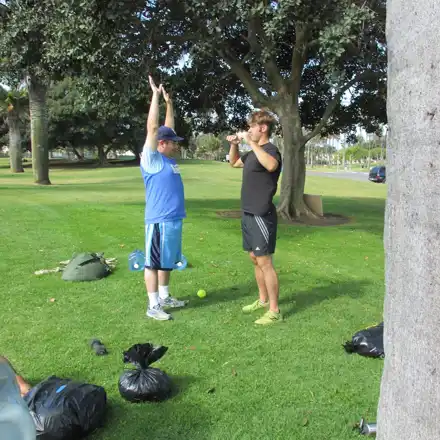 The early Pesky Blubber crew training in the park — M058