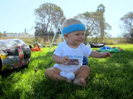 One of the youngest members joining in with the club equipment — M200